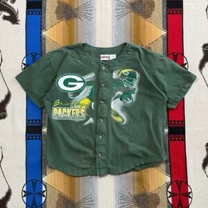 Vintage 90s Green Bay Packers Baseball Jersey T-Shirt Size XL NFL Boxy Fit